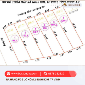 Ra hàng F0: 6 lô đất đẹp tại xóm 2, Nghi Kim, TP Vinh – Giá hấp dẫn, vị trí đắc địa