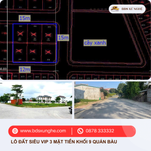 Bán Lô Đất Siêu Vip 3 Mặt Tiền Khối 9 Quán Bàu