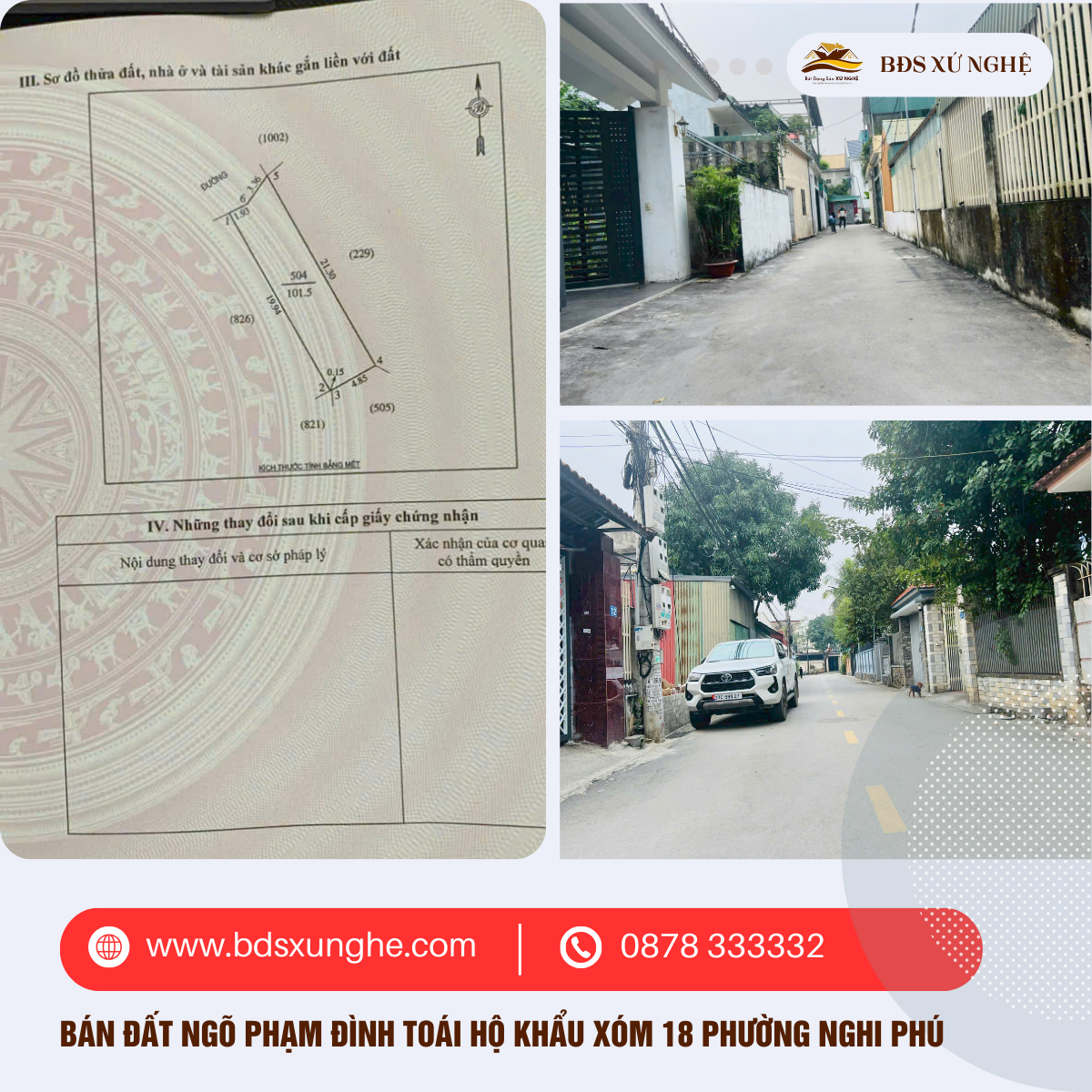 Bán Đất tại Ngõ Phạm Đình Toái, Phường Nghi Phú, TP. Vinh – Diện Tích 101m², Giá Cực Tốt Chỉ Từ 2,x Tỷ