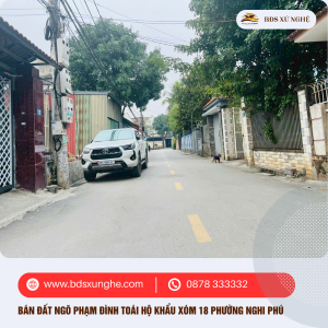 Bán Đất tại Ngõ Phạm Đình Toái, Phường Nghi Phú, TP. Vinh – Diện Tích 101m², Giá Cực Tốt Chỉ Từ 2,x Tỷ