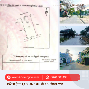 Đất Biệt Thự Quán Bàu Lối 2 Đường 72M