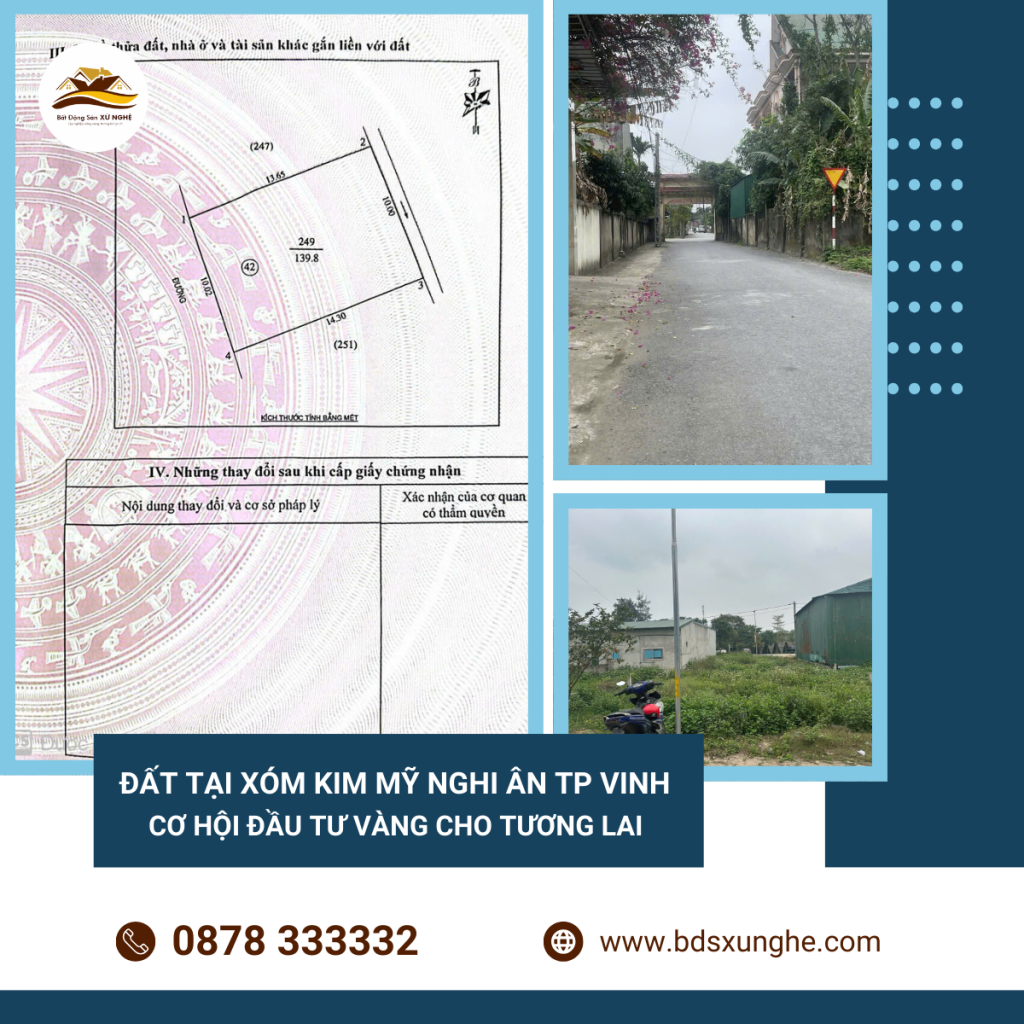 ĐẤT TẠI XÓM KIM MỸ NGHI ÂN TP VINH - Cơ Hội Đầu Tư Vàng Cho Tương Lai