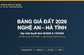 Bảng giá đất 2026 Nghệ An Hà Tĩnh cập nhật Quyết định 35/2025