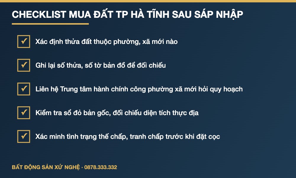 checklist mua đất TP Hà Tĩnh sau sáp nhập phường xã