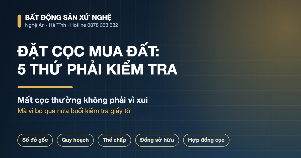 Checklist 5 bước kiểm tra pháp lý trước khi đặt cọc mua đất tại Nghệ An Hà Tĩnh