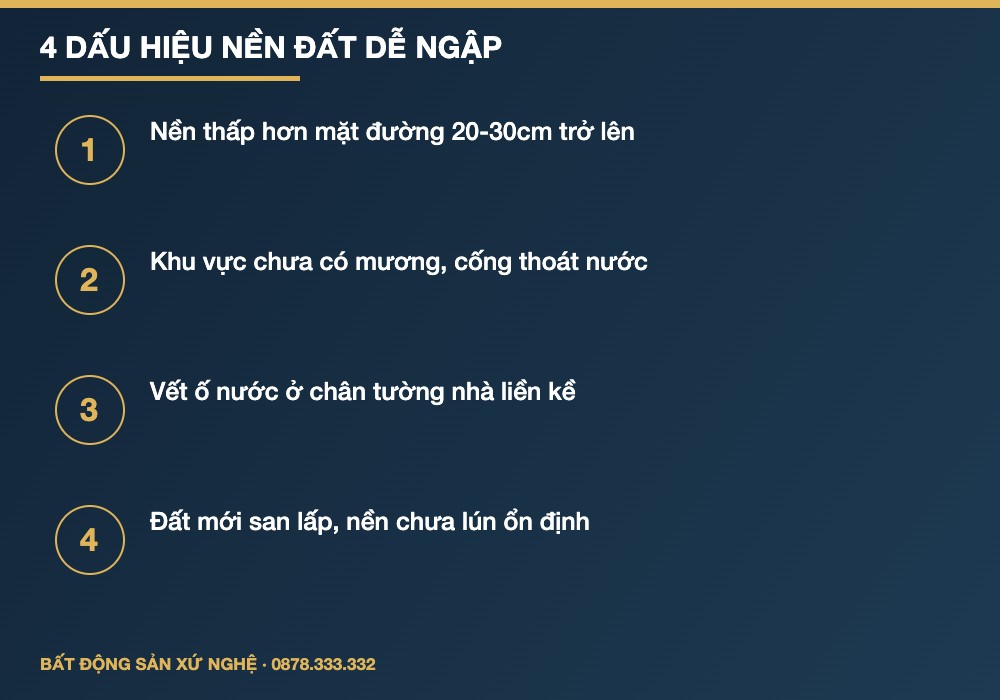 4 dấu hiệu nền đất dễ ngập khi mua đất mùa mưa bão