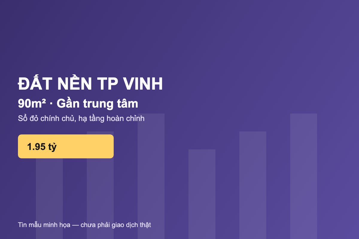 đất nền TP Vinh 90m2 gần trung tâm sổ đỏ tin mẫu minh họa