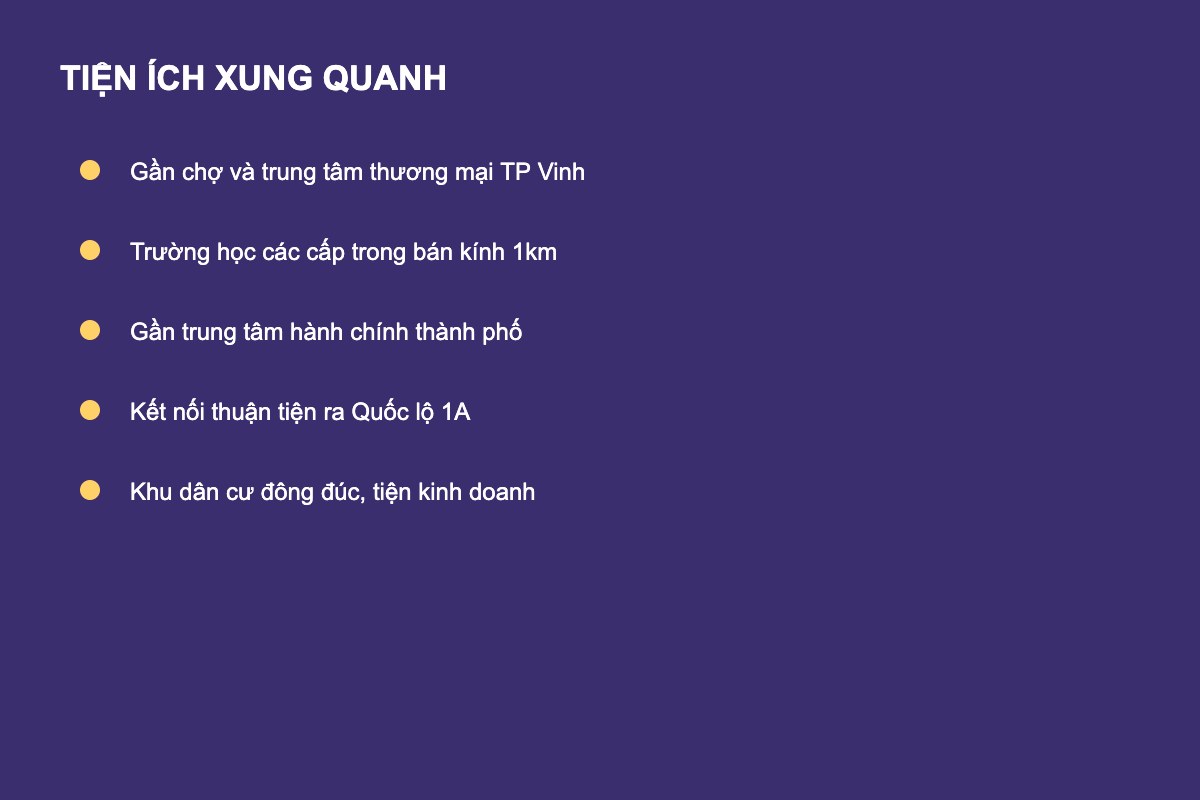 tiện ích xung quanh đất nền TP Vinh