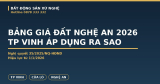 Bảng Giá Đất Nghệ An 2026: TP Vinh Áp Dụng Ra Sao